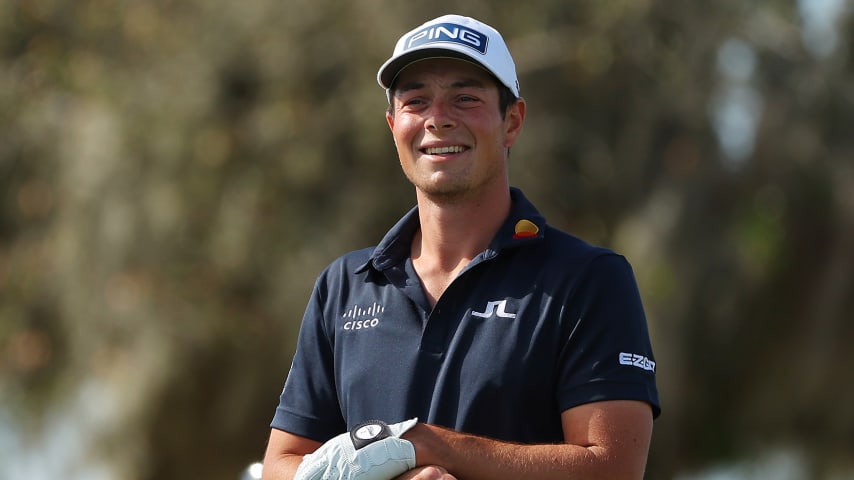 ORLANDO, FLORIDA - MARCH 05: Viktor Hovland of Norway looks on from the eighth tee during the third round of the Arnold Palmer Invitational presented by Mastercard at Arnold Palmer Bay Hill Golf Course on March 05, 2022 in Orlando, Florida. (Photo by Kevin C. Cox/Getty Images)