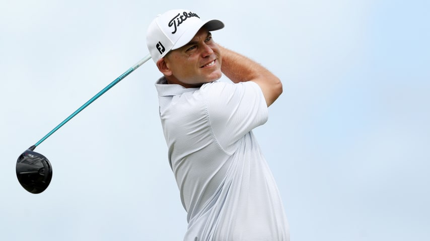 RIO GRANDE, PUERTO RICO - MARCH 05: Bill Haas plays his shot from the first tee during the third round of the Puerto Rico Open at Grand Reserve Golf Club on March 05, 2022 in Rio Grande. (Photo by Mike Mulholland/Getty Images)