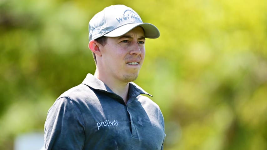 PALM HARBOR, FLORIDA - MARCH 20: Matthew Fitzpatrick of England walks from the first tee during the final round of the Valspar Championship on the Copperhead Course at Innisbrook Resort and Golf Club on March 20, 2022 in Palm Harbor, Florida. (Photo by Julio Aguilar/Getty Images)