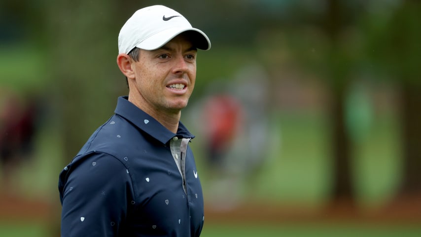 AUGUSTA, GEORGIA - APRIL 06: Rory McIlroy of Northern Ireland looks on during a practice round prior to the Masters at Augusta National Golf Club on April 06, 2022 in Augusta, Georgia. (Photo by Andrew Redington/Getty Images)