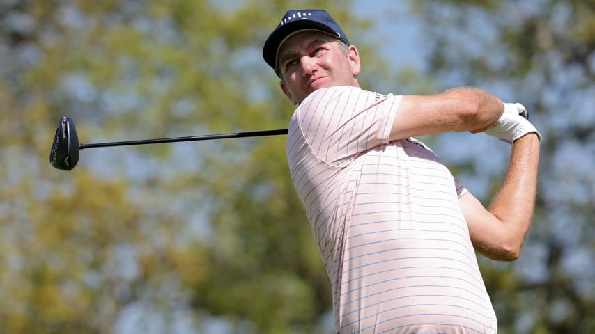 SAN ANTONIO, TEXAS - APRIL 03: Brendon Todd plays his shot from the second tee during the fourth round of the Valero Texas Open at TPC San Antonio on April 03, 2022 in San Antonio, Texas. (Photo by Carmen Mandato/Getty Images)