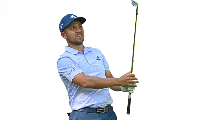 CROMWELL, CT - JUNE 26: Xander Schauffele watches his shot on the 14th fairway during the final round of the Travelers Championship at TPC River Highlands on June 26, 2022 in Cromwell, Connecticut. (Photo by Ben Jared/PGA TOUR via Getty Images)