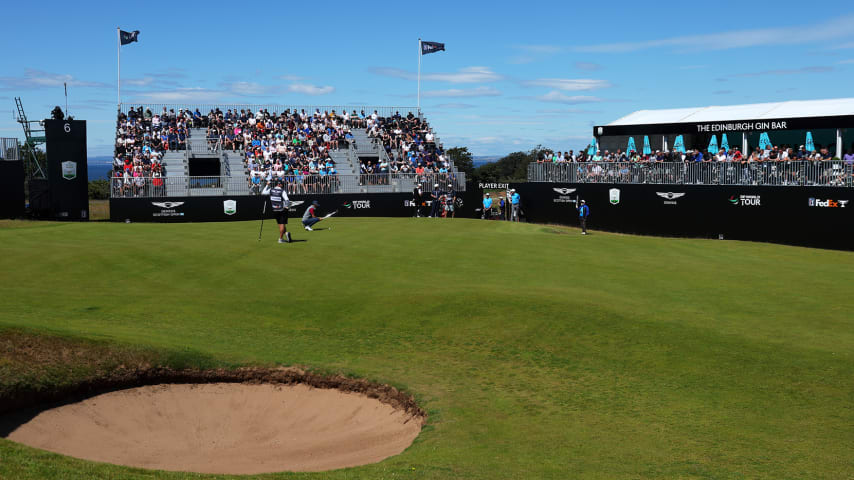 NORTH BERWICK, SCOTLAND - JULY 07: General view of the 6th green during Day One of the Genesis Scottish Open at The Renaissance Club on July 07, 2022 in North Berwick, Scotland. (Photo by Andrew Redington/Getty Images)