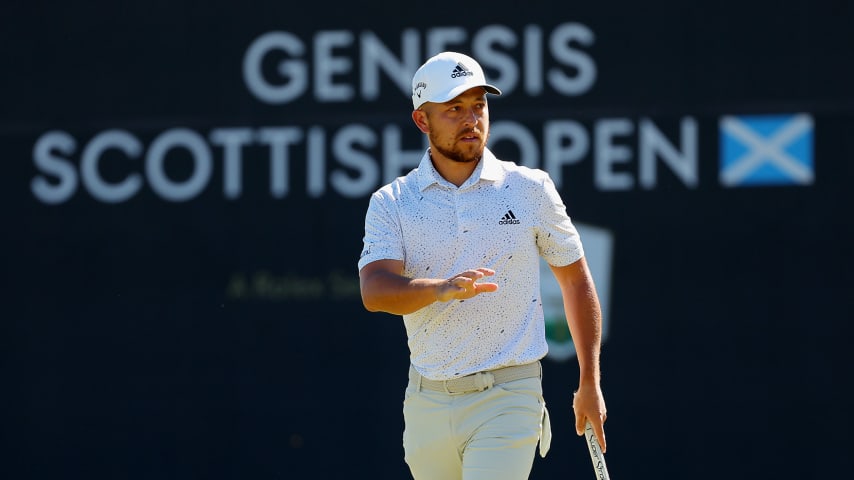 NORTH BERWICK, SCOTLAND - JULY 10:  Xander Schauffele of the United States reacts to a putt on the second green during Day Four of the Genesis Scottish Open at The Renaissance Club on July 10, 2022 in North Berwick, Scotland. (Photo by Kevin C. Cox/Getty Images)