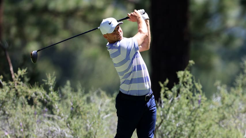 TRUCKEE, CALIFORNIA - JULY 14: Alex Noren of Sweden plays a shot on the fifth hole during the first round of the Barracuda Championship at Tahoe Mountain Club on July 14, 2022 in Truckee, California. (Photo by Sean M. Haffey/Getty Images)