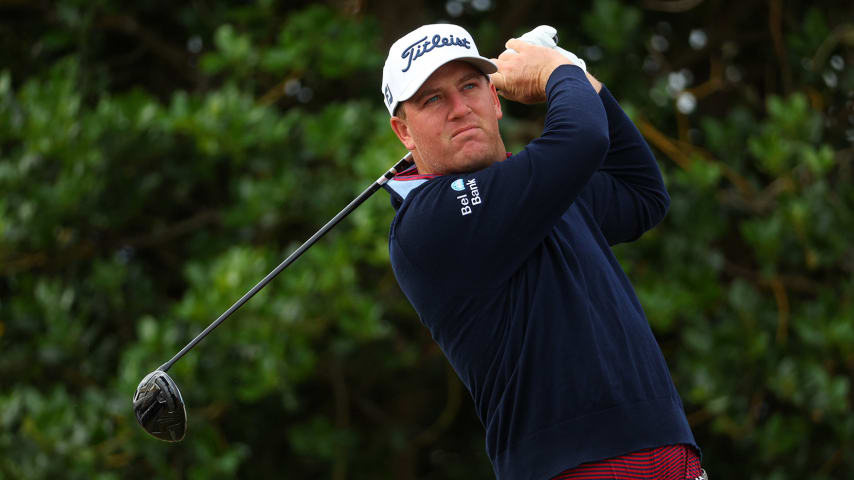 ST ANDREWS, SCOTLAND - JULY 14: Tom Hoge of The United States tees off the third hole during Day One of The 150th Open at St Andrews Old Course on July 14, 2022 in St Andrews, Scotland. (Photo by Andrew Redington/Getty Images)