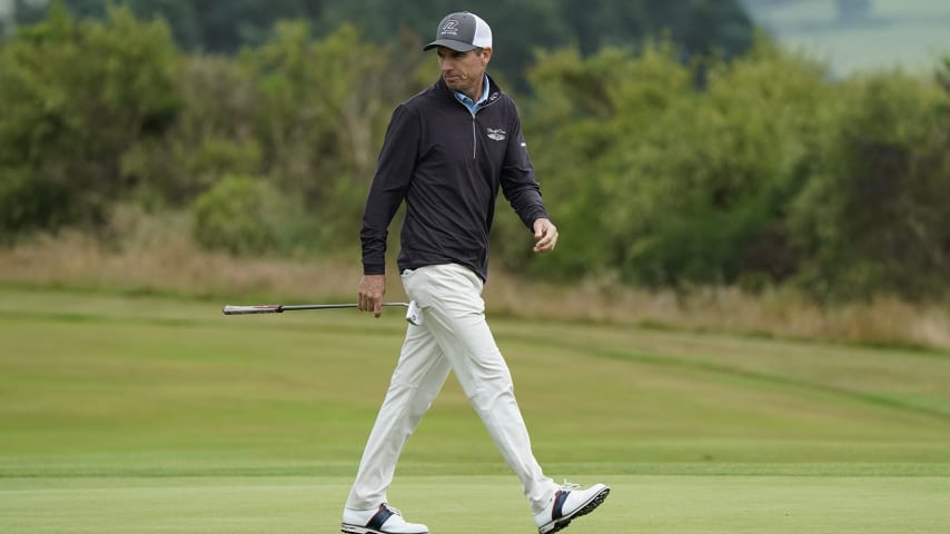 AUCHTERARDER, SCOTLAND - JULY 24: Steven Alker of New Zealand in action during Day Four of The Senior Open Presented by Rolex at The King's Course, Gleneagles on July 24, 2022 in Auchterarder, Scotland, United Kingdom. (Photo by Phil Inglis/Getty Images)