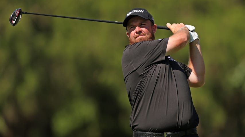 MEMPHIS, TENNESSEE - AUGUST 12: Shane Lowry of Ireland plays his shot from the seventh tee during the second round of the FedEx St. Jude Championship at TPC Southwind on August 12, 2022 in Memphis, Tennessee. (Photo by Stacy Revere/Getty Images)