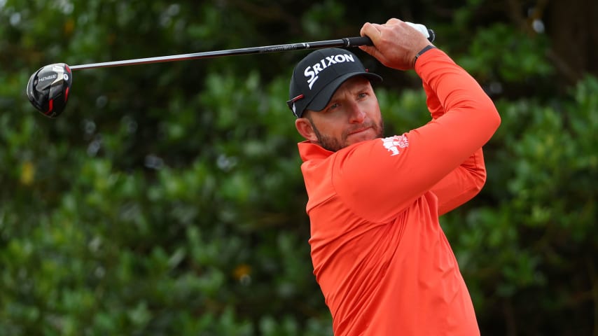 ST ANDREWS, SCOTLAND - JULY 14: Dean Burmester of South Africa tees off on the third hole during Day One of The 150th Open at St Andrews Old Course on July 14, 2022 in St Andrews, Scotland. (Photo by Andrew Redington/Getty Images)