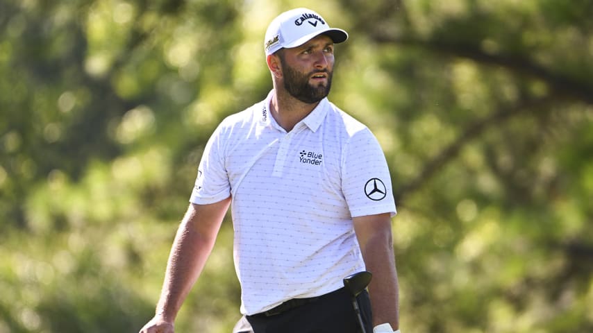 MEMPHIS, TENNESSEE - AUGUST 12: Jon Rahm of Spain watches his tee shot at the 17th hole during the second round of the FedEx St. Jude Championship at TPC Southwind on August 12, 2022 in Memphis, Tennessee. (Photo by Tracy Wilcox/PGA TOUR via Getty Images)