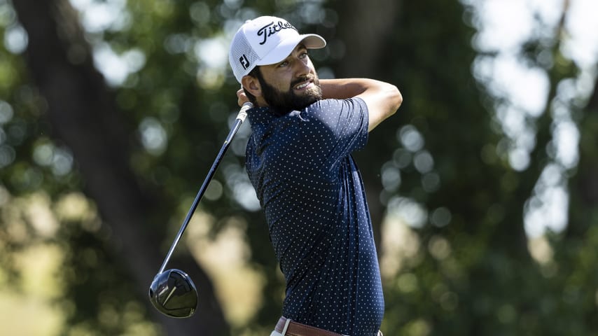 OMAHA, NEBRASKA - AUGUST 12: Cody Blick plays his shot from the 8th tee during the second round of the Korn Ferry Tours Pinnacle Bank Championship presented by Aetna at The Club at Indian Creek on August 12, 2022 in Omaha, Nebraska.  (Photo by James Gilbert/PGA TOUR via Getty Images)