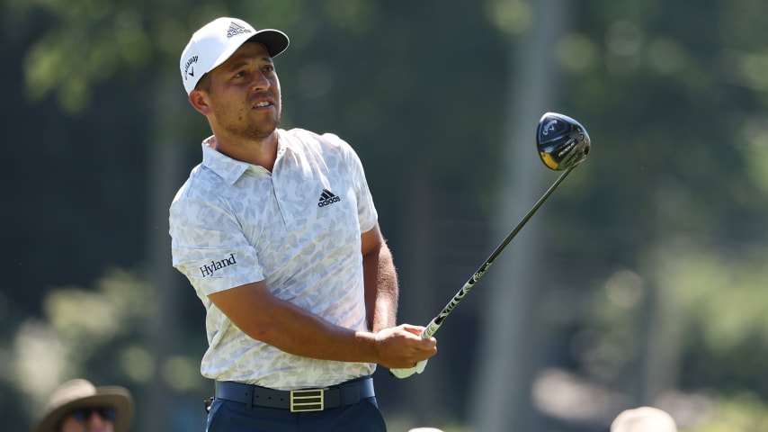 WILMINGTON, DELAWARE - AUGUST 18: Xander Schauffele of the United States plays his shot from the third tee during the first round of the BMW Championship at Wilmington Country Club on August 18, 2022 in Wilmington, Delaware. (Photo by Rob Carr/Getty Images)