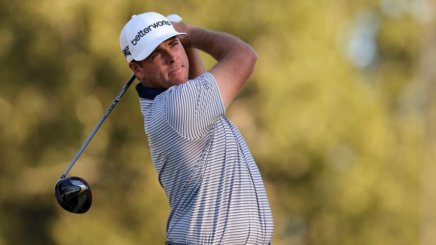 JACKSON, MISSISSIPPI - SEPTEMBER 29: Luke List of the United States plays his shot from the 18th tee during the Sanderson Farms Championship at The Country Club of Jackson on September 29, 2022 in Jackson, Mississippi. (Photo by Jonathan Bachman/Getty Images)