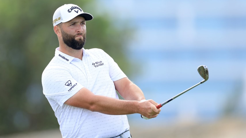 NASSAU, BAHAMAS - DECEMBER 02: Jon Rahm of Spain plays his third shot on the third hole during the second round of the 2022 Hero World Challenge at Albany Golf Course on December 02, 2022 in Nassau, Bahamas. (Photo by David Cannon/Getty Images)