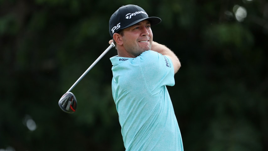 HONOLULU, HAWAII - JANUARY 15: Taylor Montgomery of the United States plays his shot from the fifth tee during the final round of the Sony Open in Hawaii at Waialae Country Club on January 15, 2023 in Honolulu, Hawaii. (Photo by Andy Lyons/Getty Images)