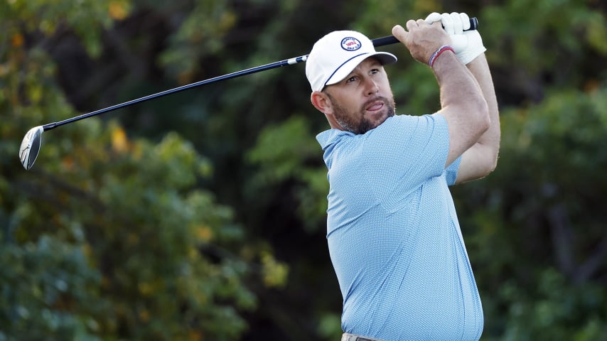 GREAT ABACO, BAHAMAS - JANUARY 22: Scott Brown of the United States plays his shot from the 2nd tee during the first round of The Bahamas Great Abaco Classic at The Abaco Club on Winding Bay on January 22, 2023 in Great Abaco, Bahamas. (Photo by Sarah Stier/Getty Images)