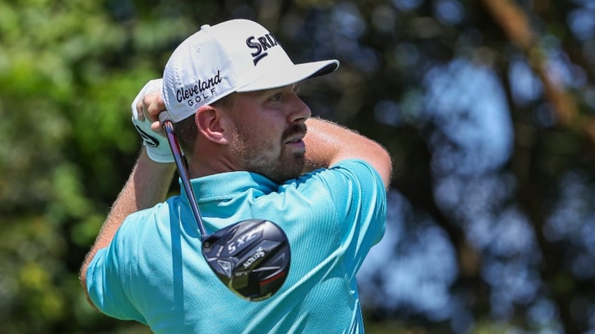 David Kocher secures 18-hole lead with a bogey-free 8-under at the Astara Golf Championship presented by Mastercard