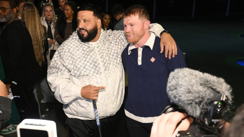 DJ Khaled and Canelo Alvarez attends Michelob Ultra & Netflix “Full Swing” Premiere & Super Bowl After Party on February 11, 2023 in Phoenix, Arizona. (Photo by Daniel Boczarski/Getty Images)