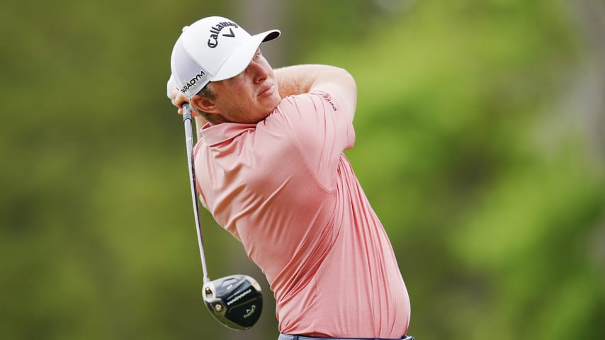 SAVANNAH, GEORGIA - MARCH 26: Jack Maguire hits a tee shot on the 15th hole during the final round of the Club Car Championship at The Landings Golf & Athletic Club on March 26, 2023 in Savannah, Georgia. (Photo by Andrew Wevers/Getty Images)