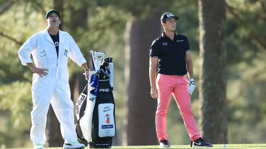 Viktor Hovland during the first round of the 2022 Masters. (David Cannon/Getty Images)