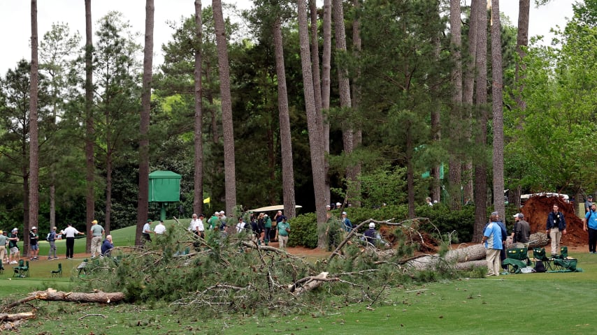 Storms bring down trees, bring play to halt at the Masters