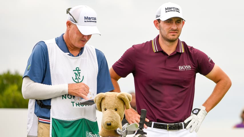 Joe LaCava caddying for Patrick Cantlay at Wells Fargo Championship