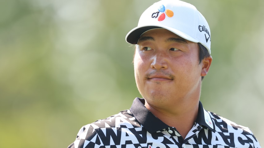 ORLANDO, FLORIDA - MARCH 02: K.H. Lee of South Korea looks on on the 12th hole during the first round of the Arnold Palmer Invitational presented by Mastercard at Arnold Palmer Bay Hill Golf Course on March 02, 2023 in Orlando, Florida. (Photo by Michael Reaves/Getty Images)