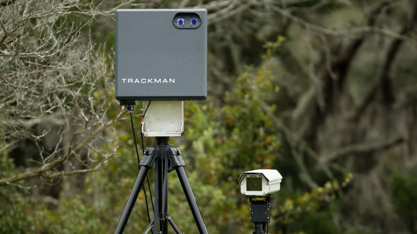 Trackman and Shotlink equipment at the RSM Classic. (Cliff Hawkins/Getty Images)