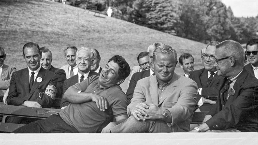 Lee Trevino (left) and Jack Nicklaus (right) during the 1968 U.S. Open. (Courtesy USGA Museum)