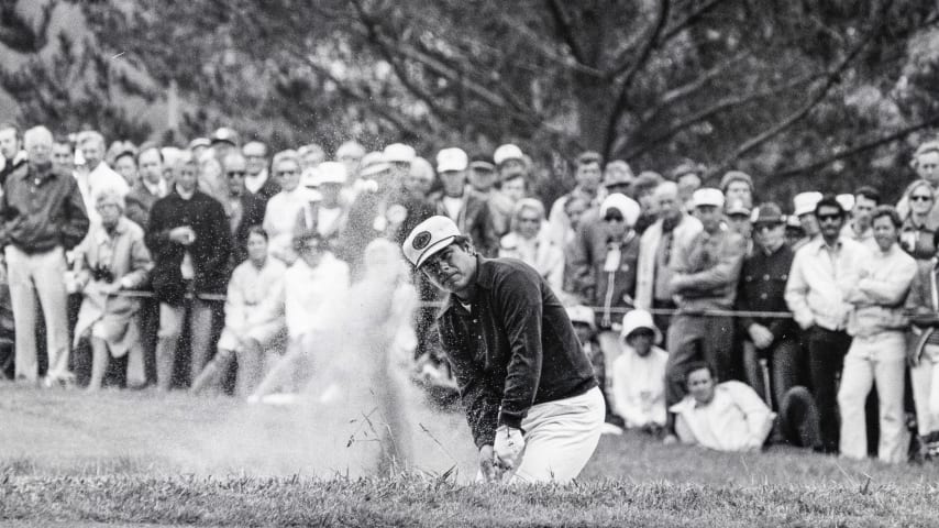 Lee Trevino during the 1968 U.S. Open Championship at Oak Hill Country Club (East Course)  in Rochester, New York. (Courtesy USGA Archives)