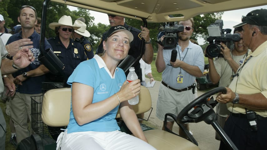 Annika Sorenstam leaves the practice range during practice at Colonial Country Club in 2003. (Scott Halleran/Getty Images)