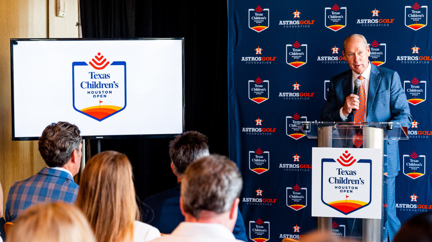 Houston Astros Owner and Chairman Jim Crane announces Texas Children’s will serve as title sponsor of the PGA TOUR’s Houston Open in a new five-year agreement. (Houston Astros)