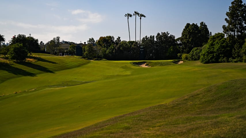 A look into the green at the par-4 third at Los Angeles Country Club. (Keyur Khamar/PGA TOUR)