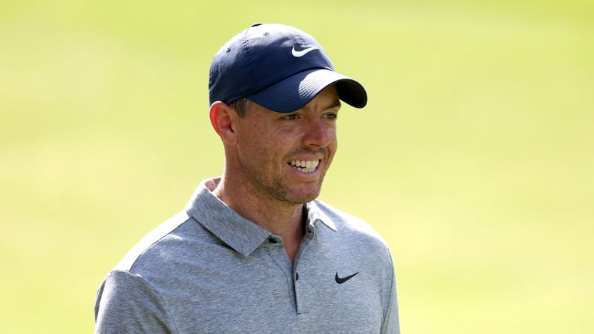 CROMWELL, CONNECTICUT - JUNE 21: Rory McIlroy of Northern Ireland walks to the 10th green during a practice round prior to the Travelers Championship at TPC River Highlands on June 21, 2023 in Cromwell, Connecticut. (Photo by Rob Carr/Getty Images)