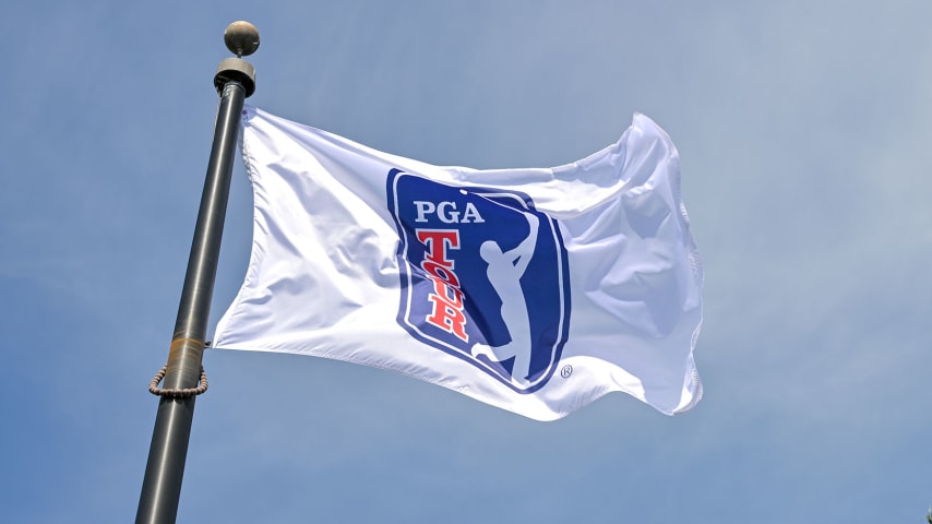 PONTE VEDRA BEACH, FLORIDA - MARCH 10: The PGA TOUR flag during the second round of THE PLAYERS Championship at Stadium Course at TPC Sawgrass on March 10, 2023 in Ponte Vedra Beach, Florida. (Photo by Ben Jared/PGA TOUR via Getty Images)