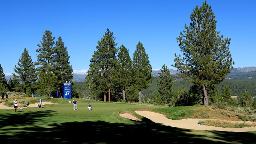 TRUCKEE, CALIFORNIA - JULY 16: A general view of the 17th hole during the third round of the Barracuda Championship at Tahoe Mountain Club on July 16, 2022 in Truckee, California. (Photo by Sam Greenwood/Getty Images)