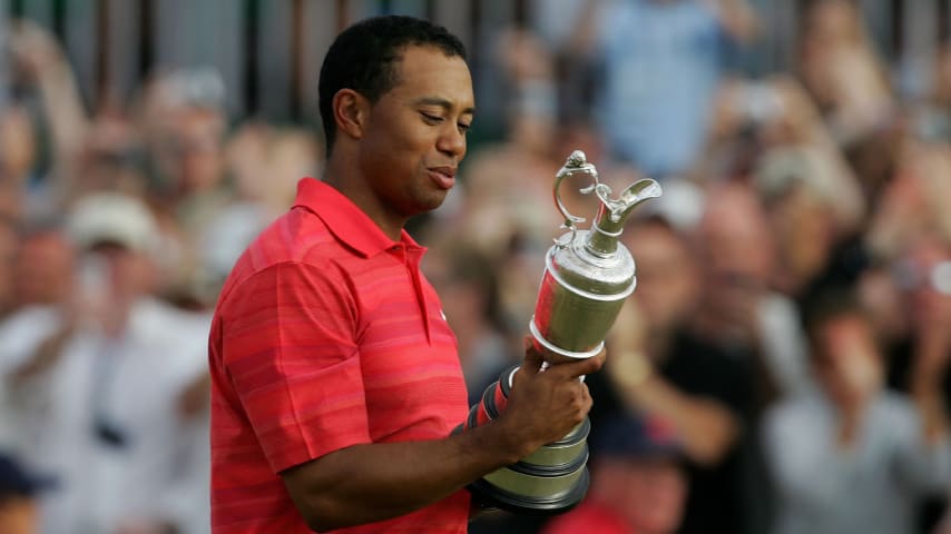 The clubs that Tiger Woods used to win the 2006 Open Championship at Royal Liverpool