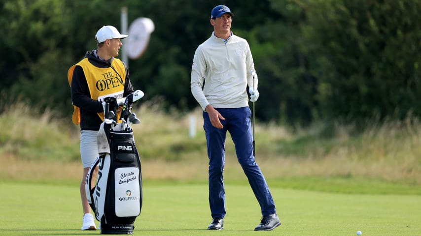 Inside the bag of Christo Lamprecht, the 6-foot-8 amateur leading The Open 