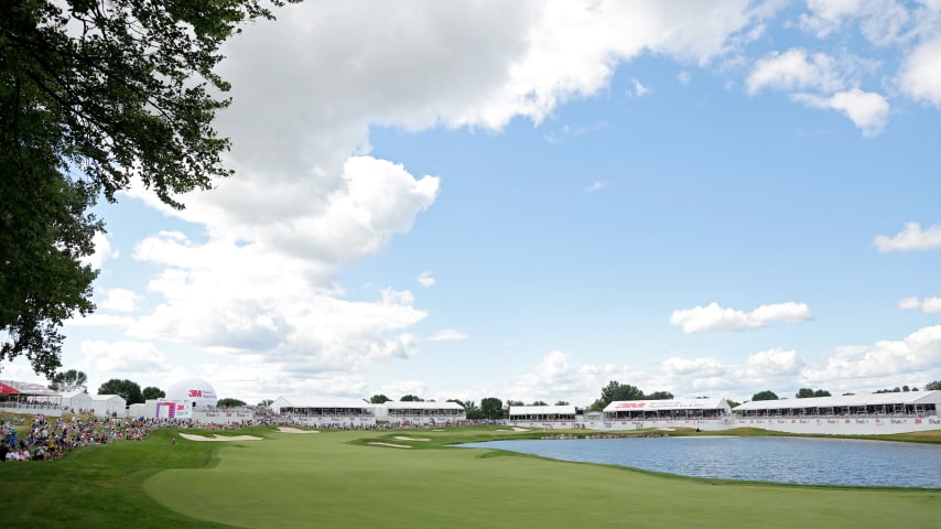 BLAINE, MINNESOTA - JULY 24: A general view of the 18th hole during the final round of the 3M Open at TPC Twin Cities on July 24, 2022 in Blaine, Minnesota. (Photo by Stacy Revere/Getty Images)