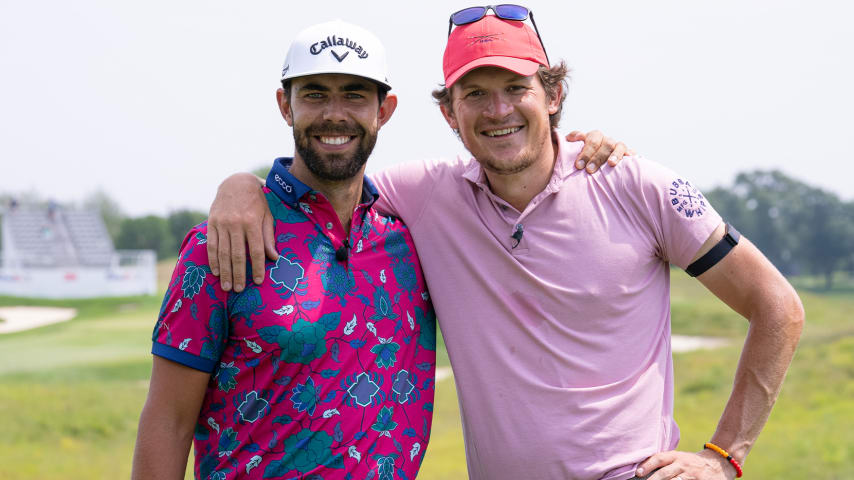 Teammates-turned-competitors, Erik van Rooyen and caddie Alex Gaugert playing together at the 3M Open