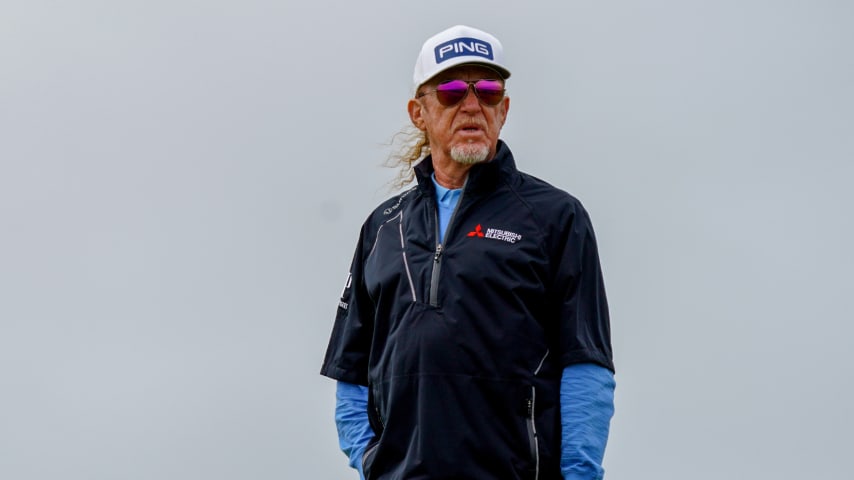 Miguel Angel Jimenez takes first-round lead at The Senior Open Championship