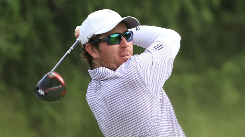 GLENVIEW, ILLINOIS - JULY 28: Patrick Cover of the United States plays his shot from the first tee during the second round of the NV5 Invitational presented by Old National Bank at The Glen Club on July 28, 2023 in Glenview, Illinois. (Photo by Justin Casterline/Getty Images)