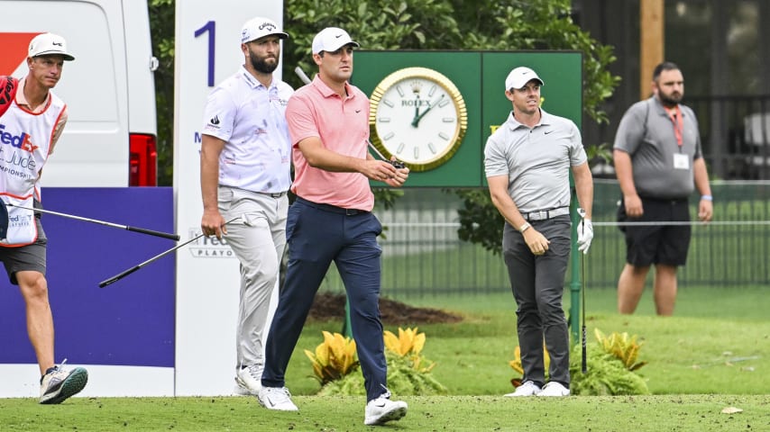 MEMPHIS, TENNESSEE - AUGUST 10: during the first round of the FedEx St. Jude Championship, the first event of the FedExCup Playoffs, at TPC Southwind on August 10, 2023 in Memphis, Tennessee. (Photo by Keyur Khamar/PGA TOUR via Getty Images)