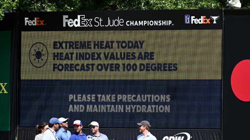 An extreme heat advisory sign at TPC Southwind. (Keyur Khamar/PGA TOUR)