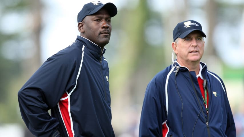 Michael Jordan with Jay Haas at the 2009 Presidents Cup. (David Cannon/Getty Images)