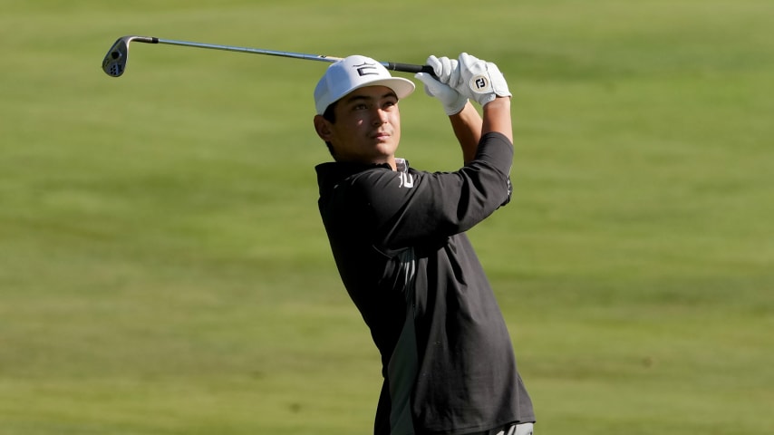 COLUMBUS, OHIO - SEPTEMBER 23: Patrick Welch of the United States plays a shot on the second hole during the third round of the Nationwide Children's Hospital Championship at Ohio State University Golf Club on September 23, 2023 in Columbus, Ohio. (Photo by Dylan Buell/Getty Images)