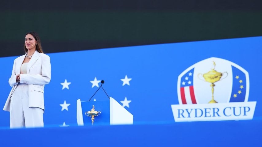 Italian television presenter Melissa Satta at the Opening Ceremony of the 44th Ryder Cup. (Getty Images)