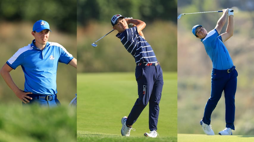 Matt Fitzpatrick (left), Collin Morikawa (middle) and Viktor Hovland at the 44th Ryder Cup. (Getty Images)