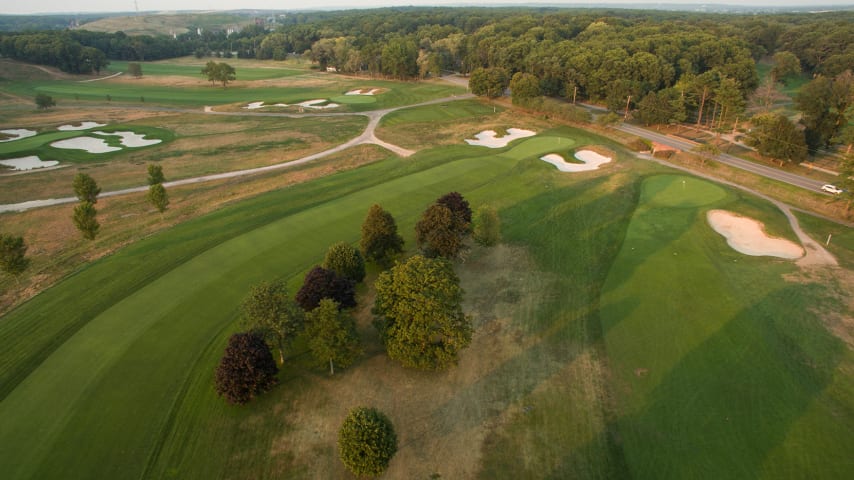A scenic view of the first hole the Bethpage Black Course, host of the 2024 Ryder Cup, in Farmingdale, New York. (Chris Condon/PGA TOUR)