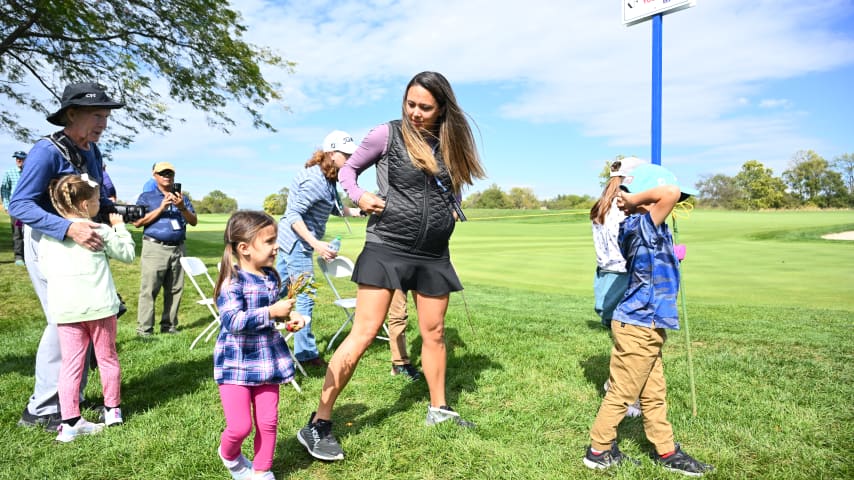 NEWBURGH, INDIANA - OCTOBER 08: Tom Whitney’s family is seen on the ninth hole during the final round of the Korn Ferry Tour Championship presented by United Leasing and Financing at Victoria National Golf Club on October 8, 2023 in Newburgh, Indiana. (Photo by Jennifer Perez/PGA TOUR)